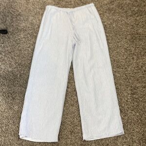Hollister Blue and White Striped Wide Leg Pants
